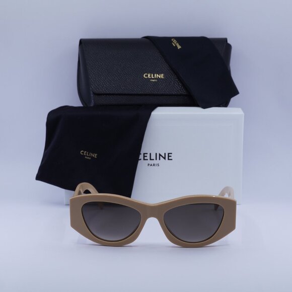 Celine CL40308U 57B TRIOMPHE Cat Eye Sunglasses - Beige/Grey Gradient - Picture 4 of 13